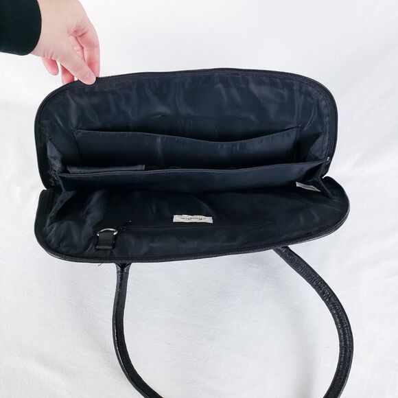 Ellington Satchel Tote Bag Black Leather Structured Retro 90s Minimalist City - Picture 7 of 11